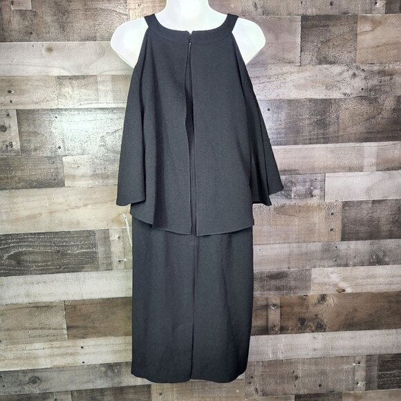 New Adrianna Papell Cold Shoulder Crepe Sheath Dress - Picture 4 of 11